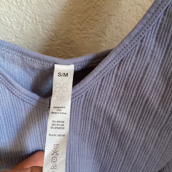 Aura Stretch Bodysuit - Ribbed Powder Blue - Picture 6 of 9